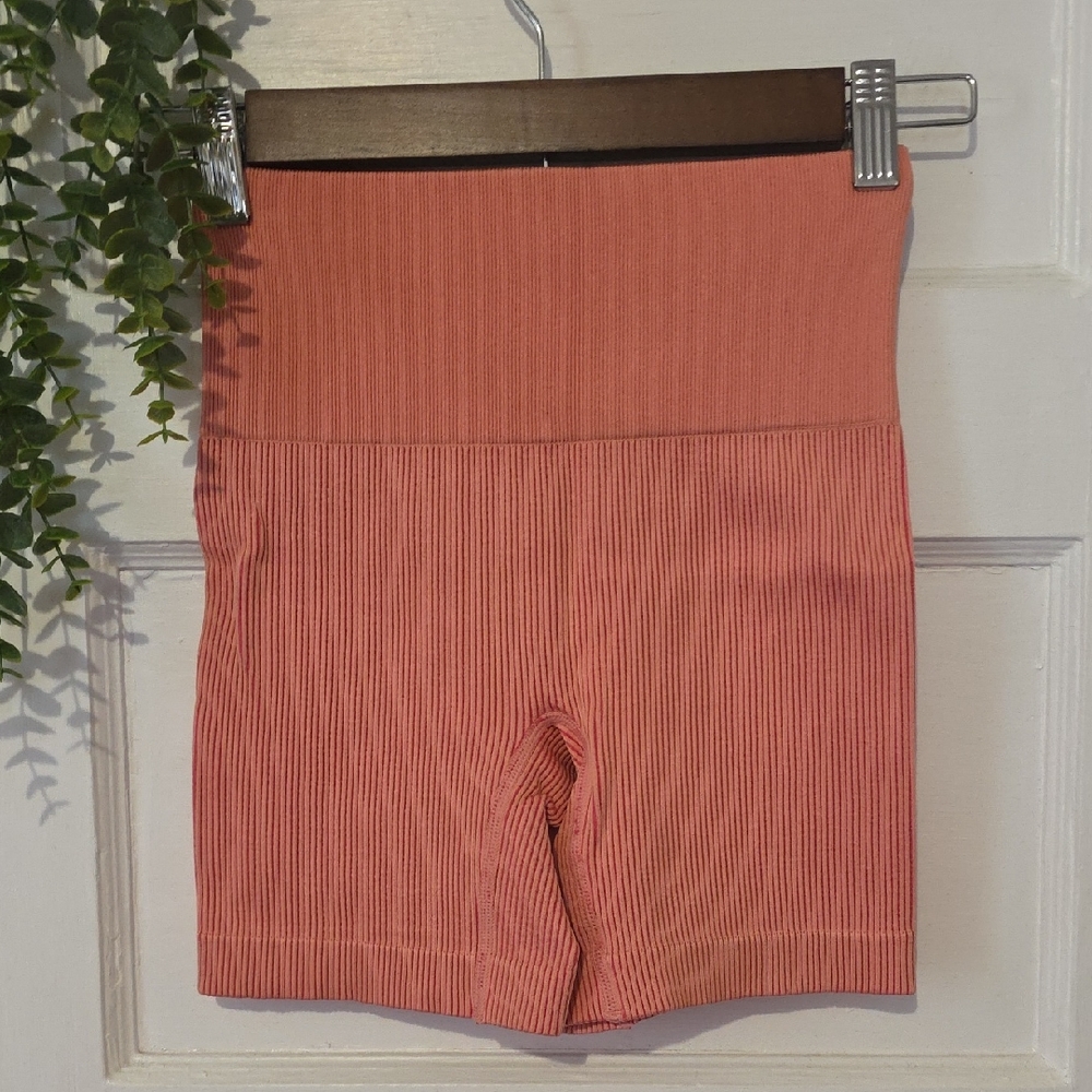 Colsie Ribbed Coral Bike Shorts